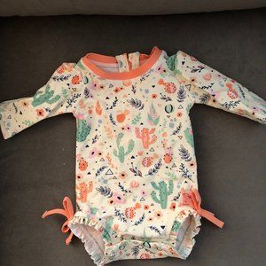 Ruffle Butts Long Sleeve Cactus Print Bathing Suit